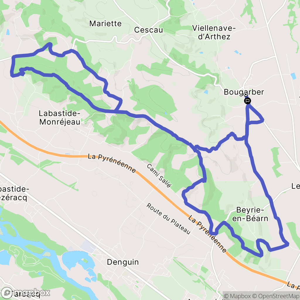 Bougarber : carte du parcours de randonnée - France
