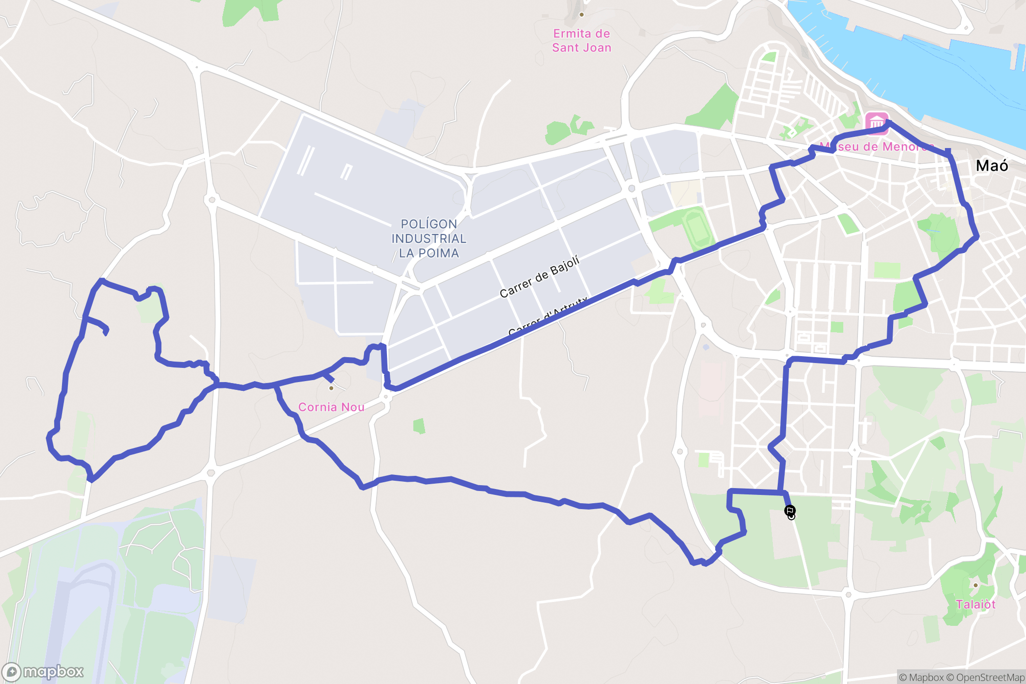 Maó : carte du parcours de randonnée - Spain