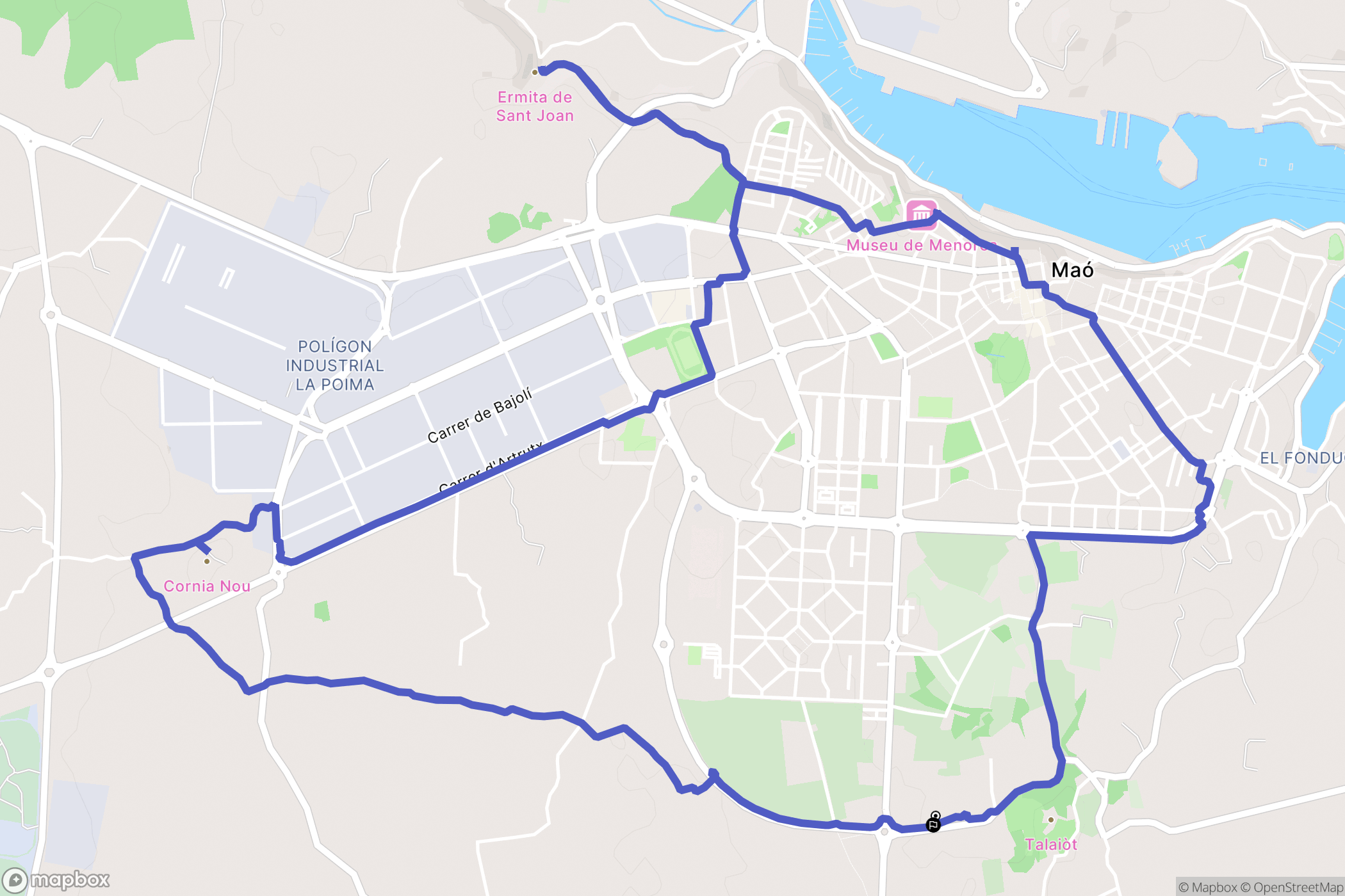 Maó-Mahón : carte du parcours de randonnée - Spain