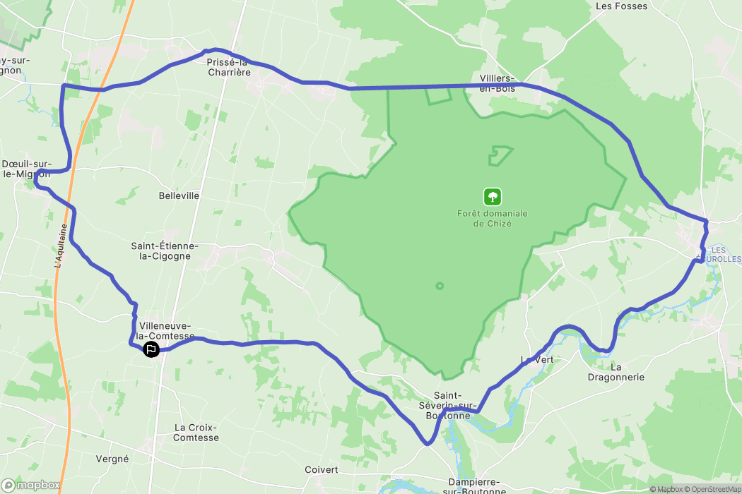 Villeneuve-la-Comtesse : carte du parcours de randonnée - France