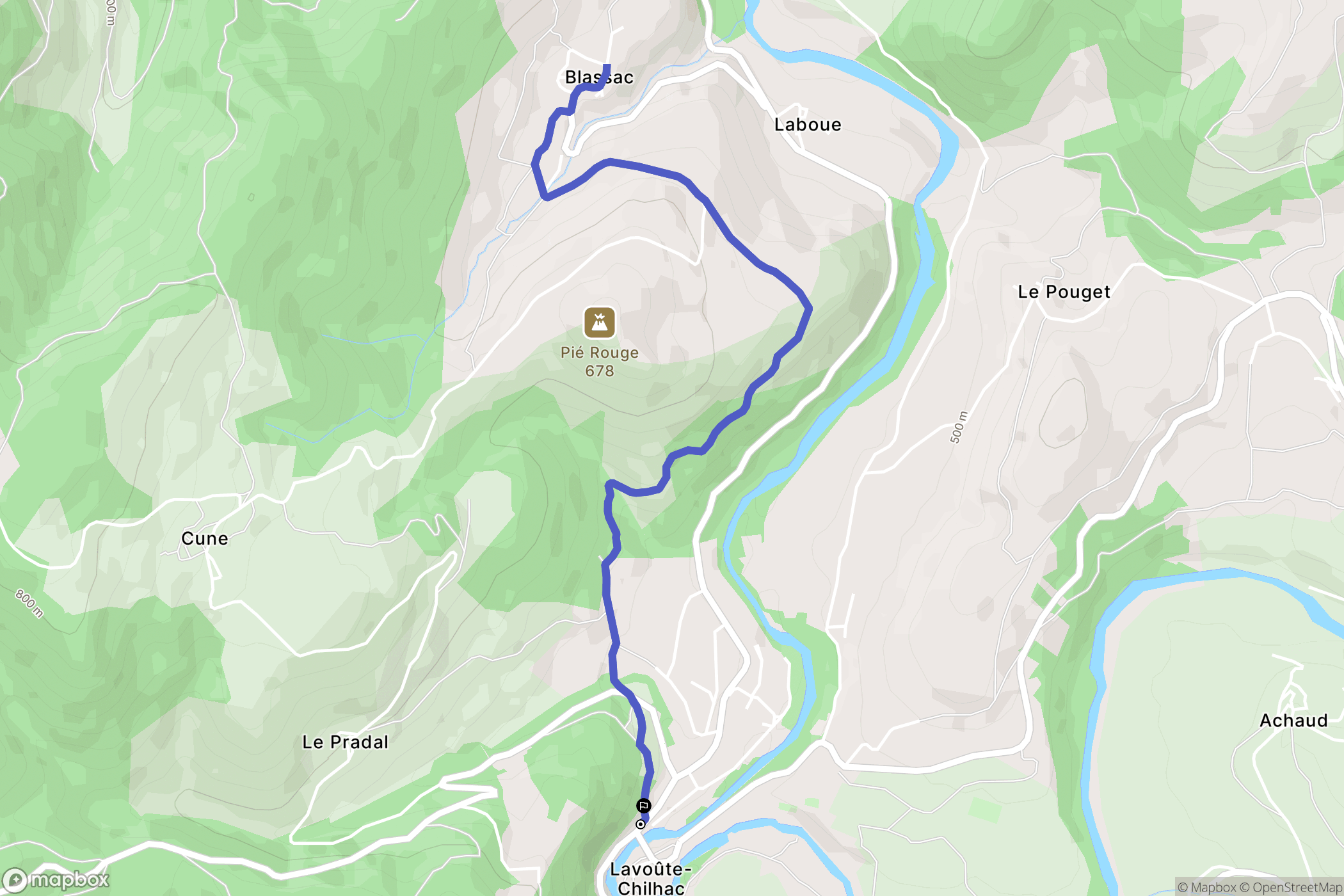Lavoûte-Chilhac : carte du parcours de randonnée - France