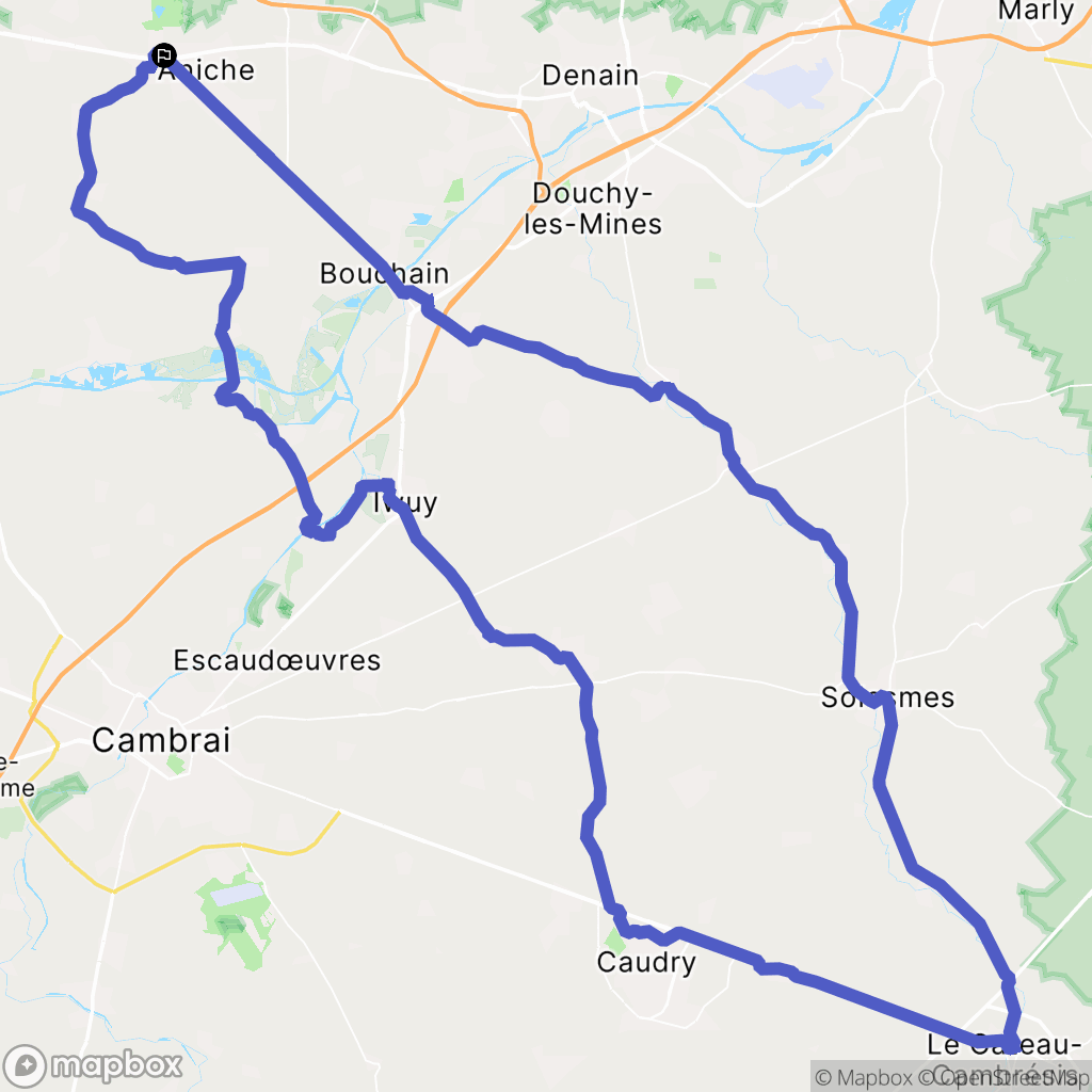 Auberchicourt : carte du parcours de randonnée - France