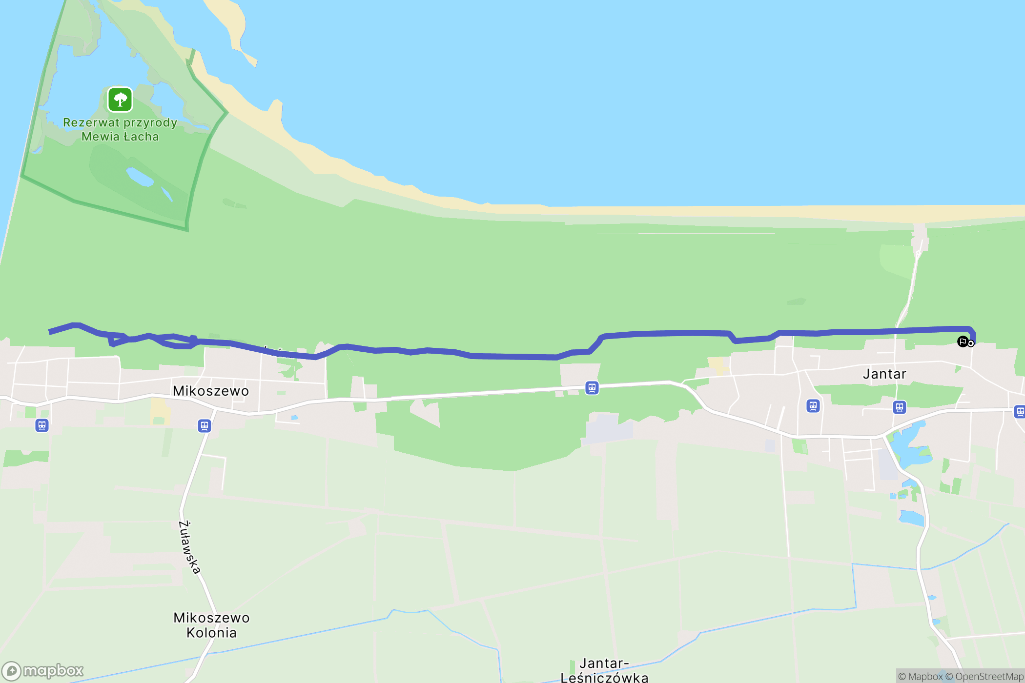Jantar: mapa trasy - Poland