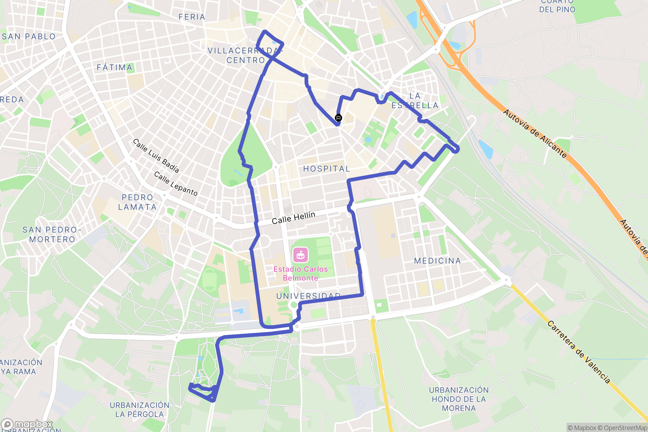 Albacete : carte du parcours de randonnée - Spain