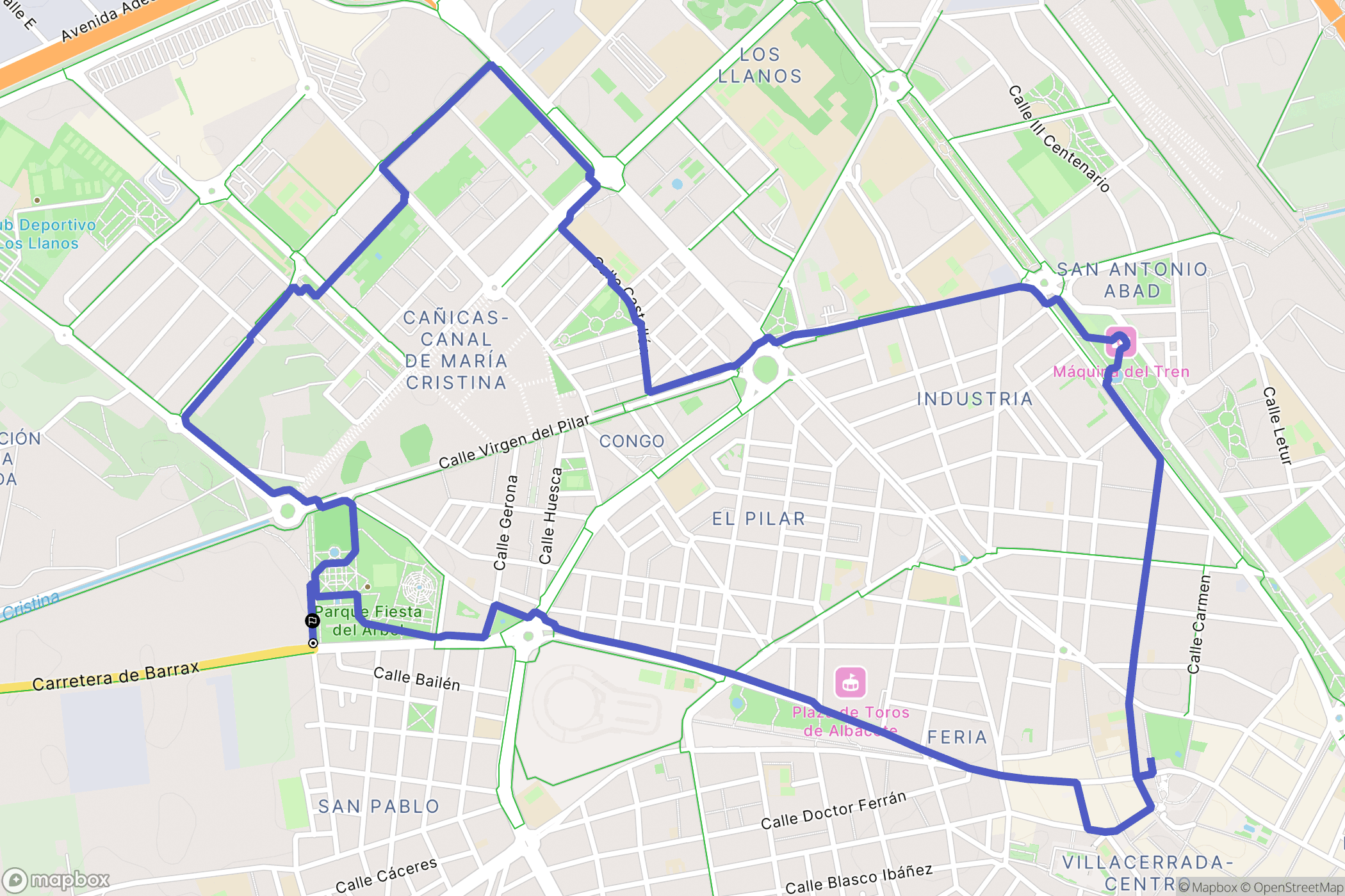 Albacete : carte du parcours de randonnée - Spain