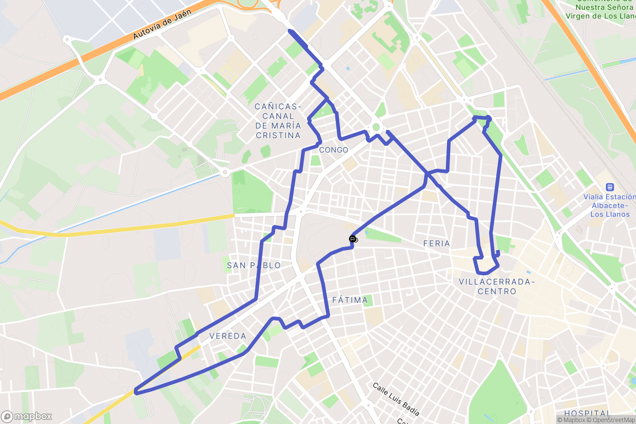 Albacete : carte du parcours de randonnée - Spain
