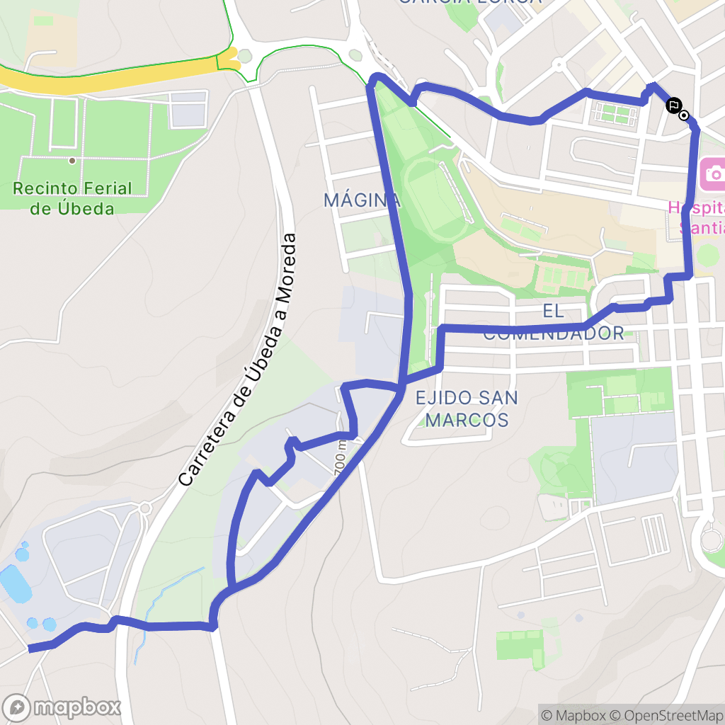 Úbeda : carte du parcours de randonnée - Spain