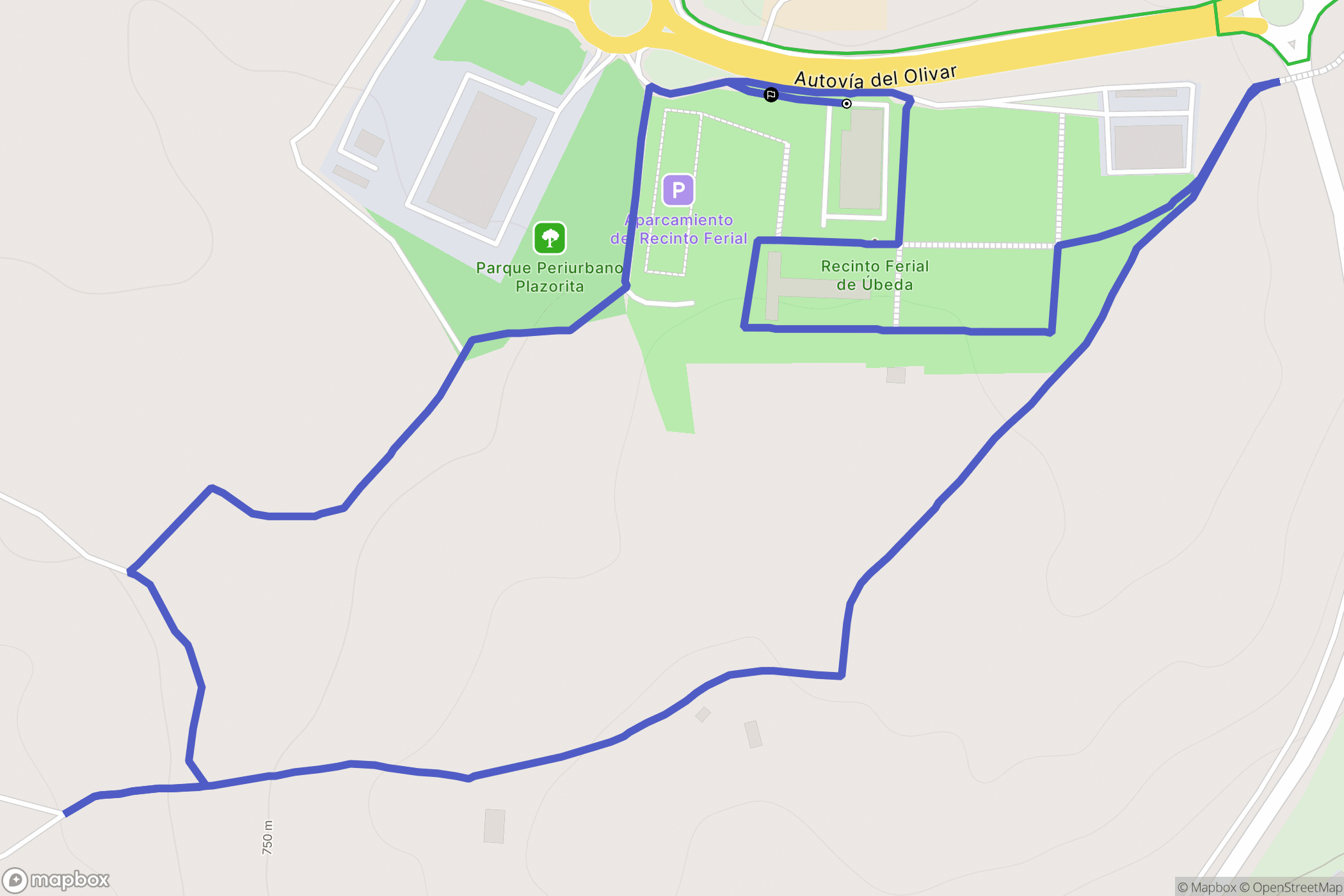 Úbeda : carte du parcours de randonnée - Spain