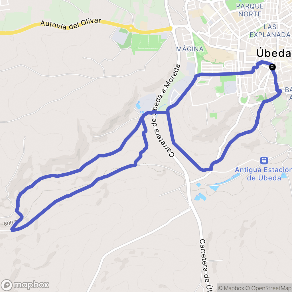 Úbeda : carte du parcours de randonnée - Spain