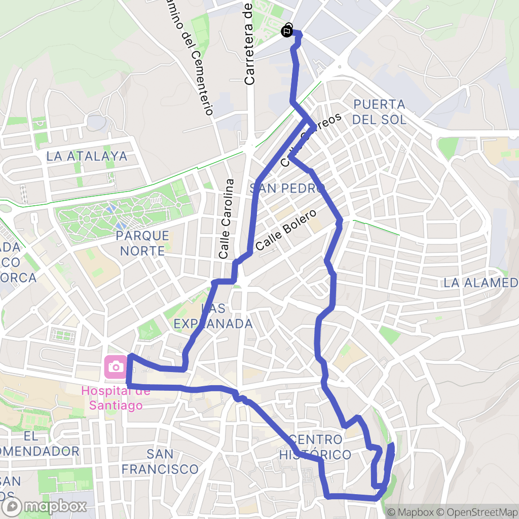 Úbeda : carte du parcours de randonnée - Spain