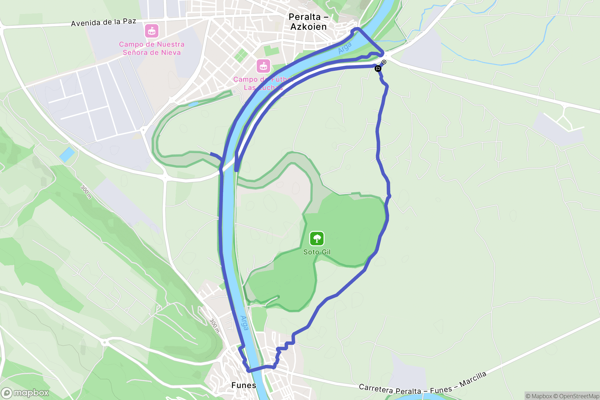 Peralta : carte du parcours de randonnée - Spain