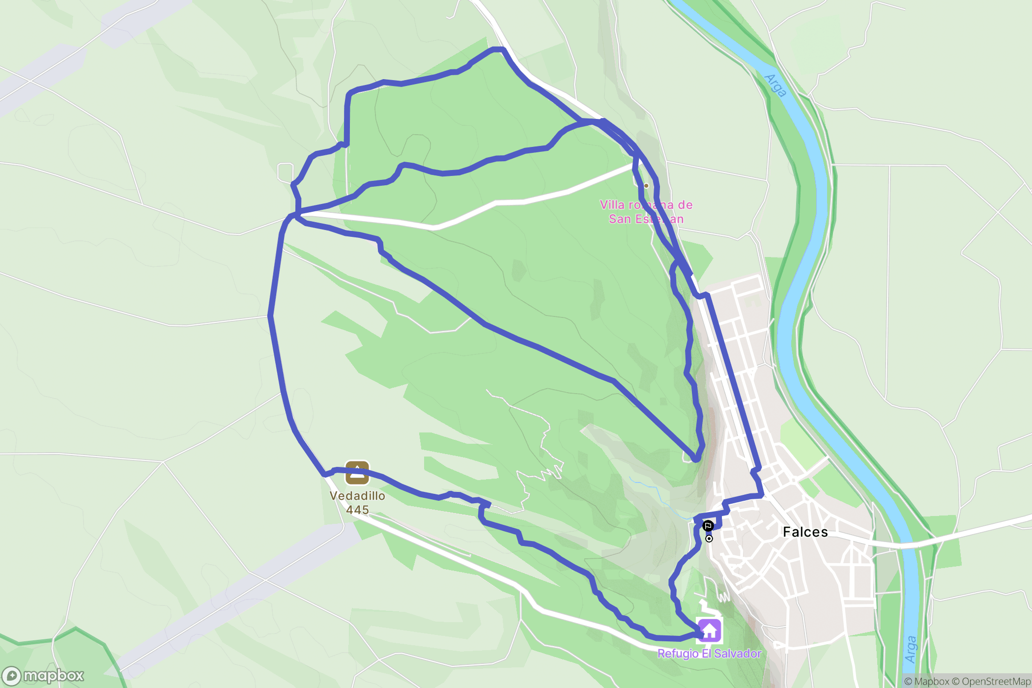 Falces : carte du parcours de randonnée - Spain
