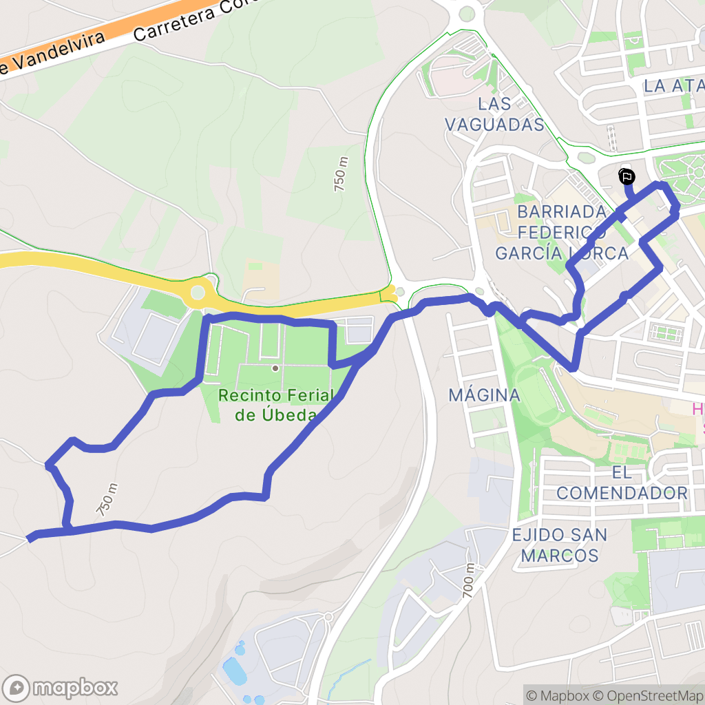 Úbeda : carte du parcours de randonnée - Spain