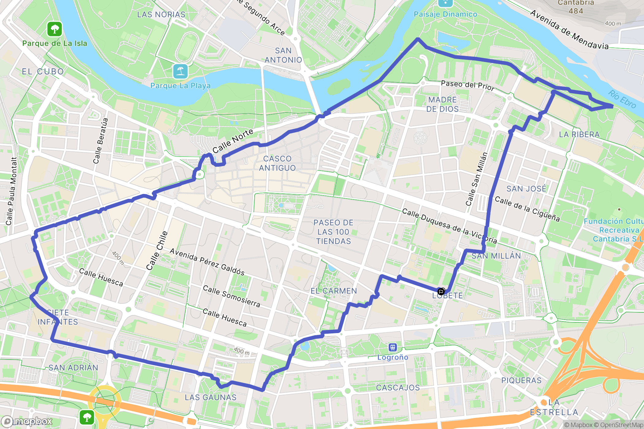 Logroño : carte du parcours de randonnée - Spain