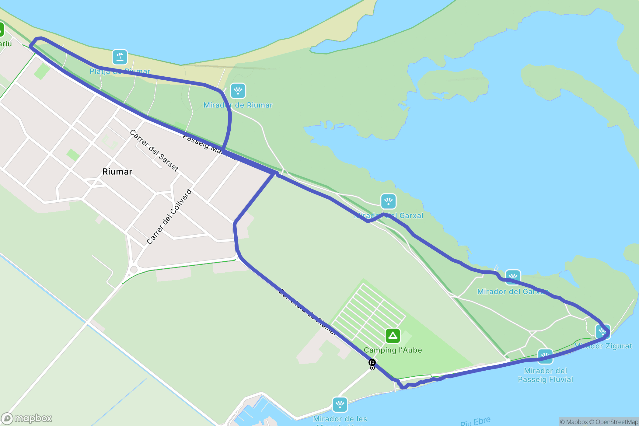 Deltebre : carte du parcours de randonnée - Spain