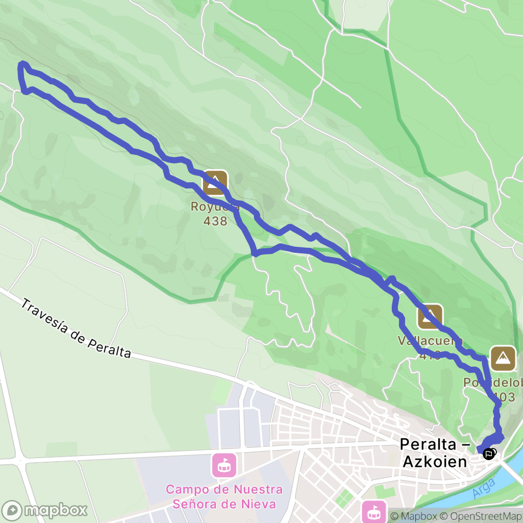 Peralta : carte du parcours de randonnée - Spain