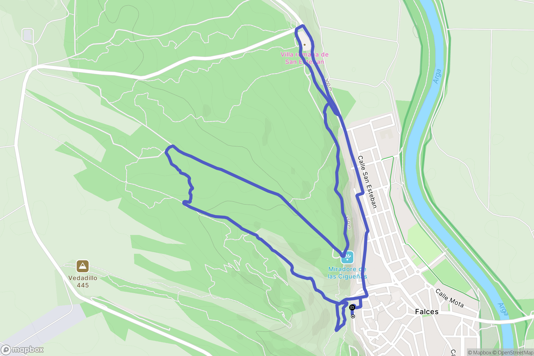 Falces : carte du parcours de randonnée - Spain