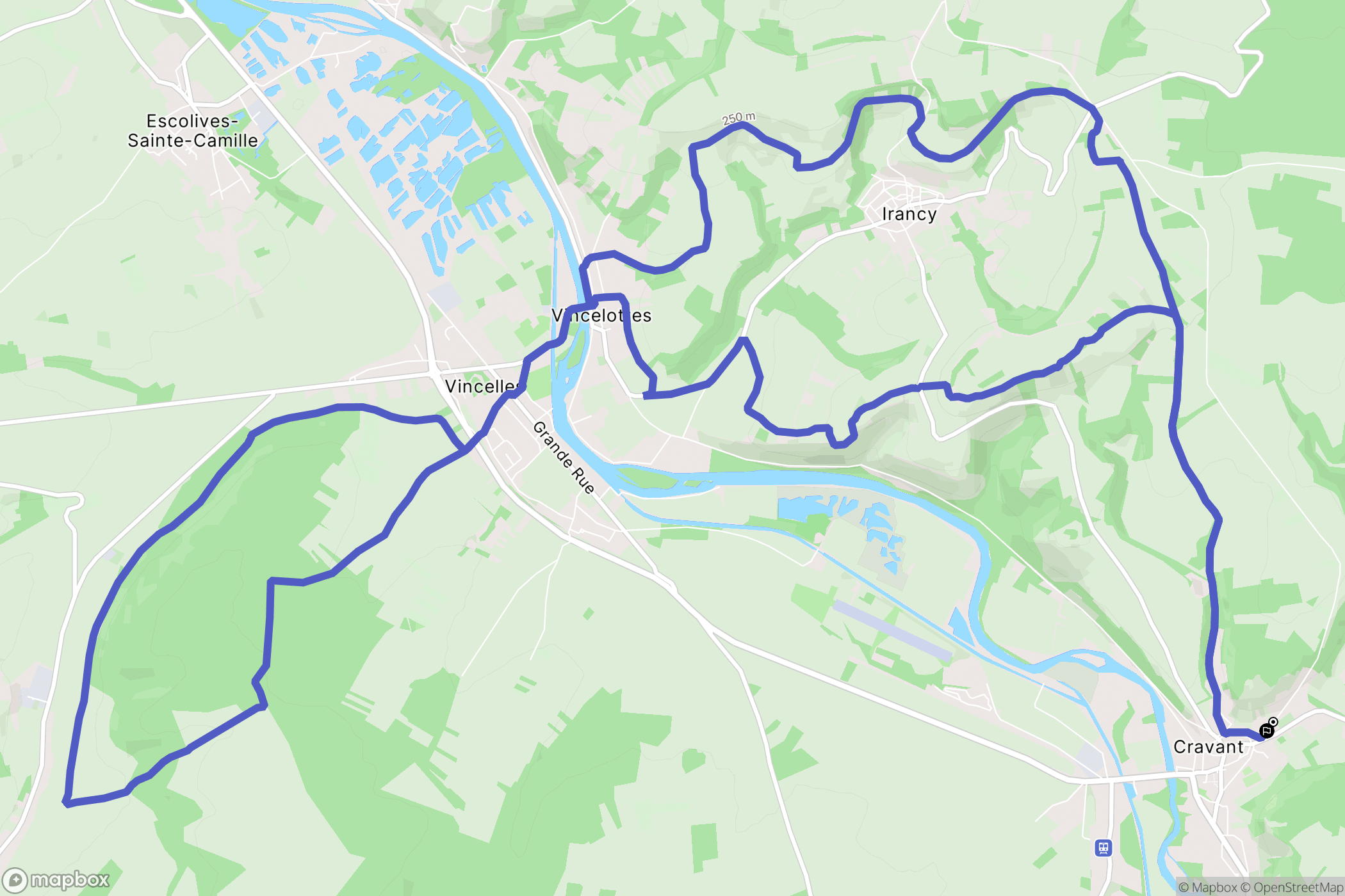 Deux Rivières : carte du parcours de randonnée - France