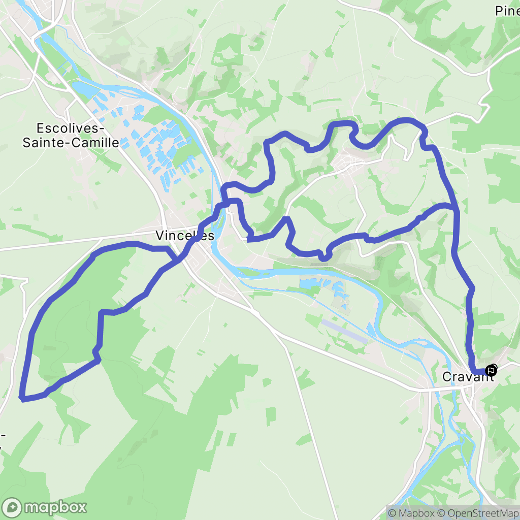Deux Rivières : carte du parcours de randonnée - France