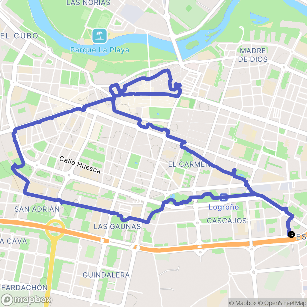 Logroño : carte du parcours de randonnée - Spain