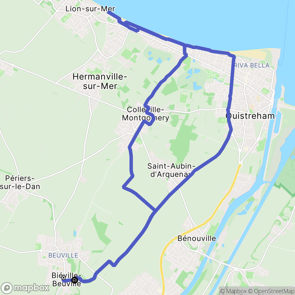 Biéville-Beuville : carte du parcours de randonnée - France