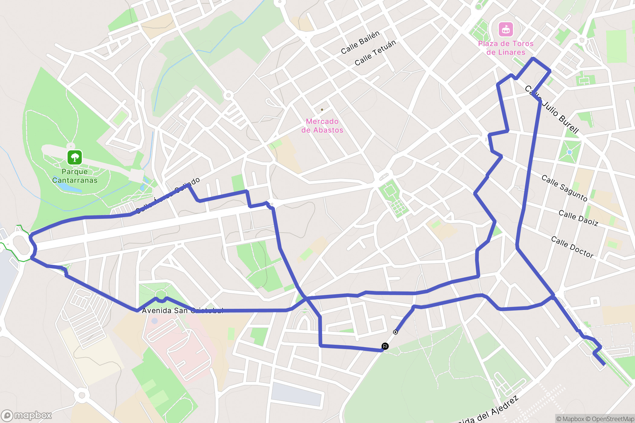 Linares : carte du parcours de randonnée - Spain