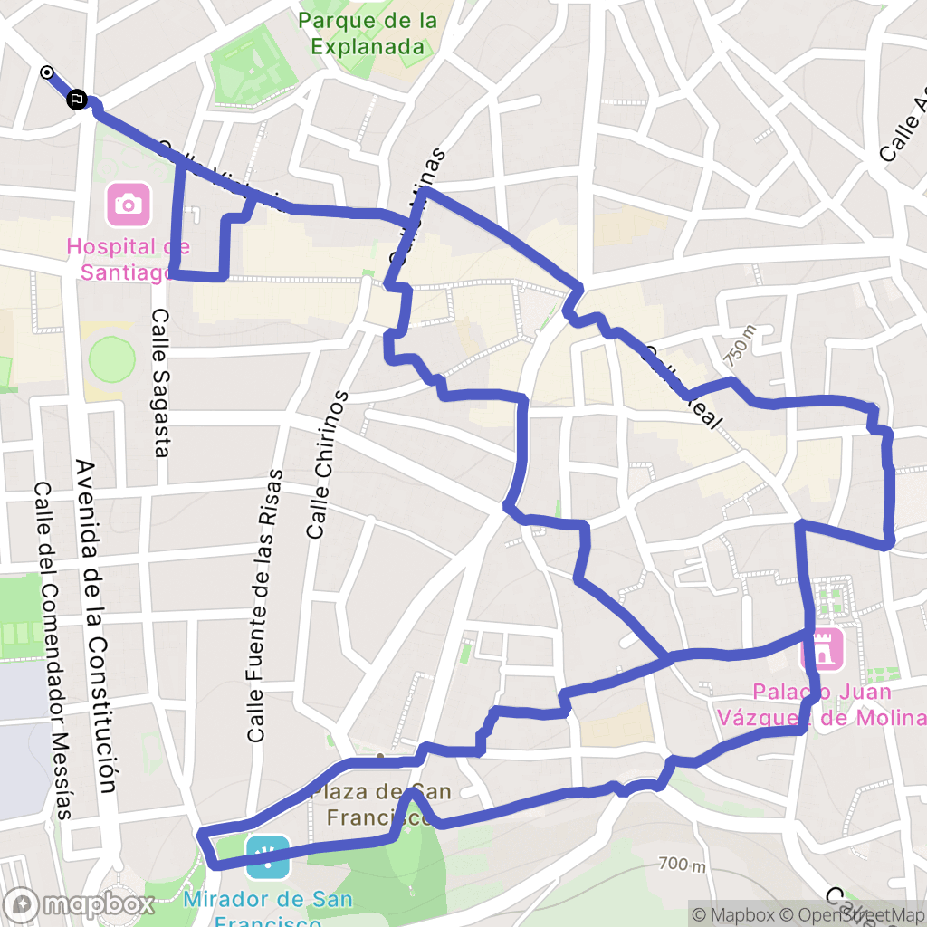 Úbeda : carte du parcours de randonnée - Spain