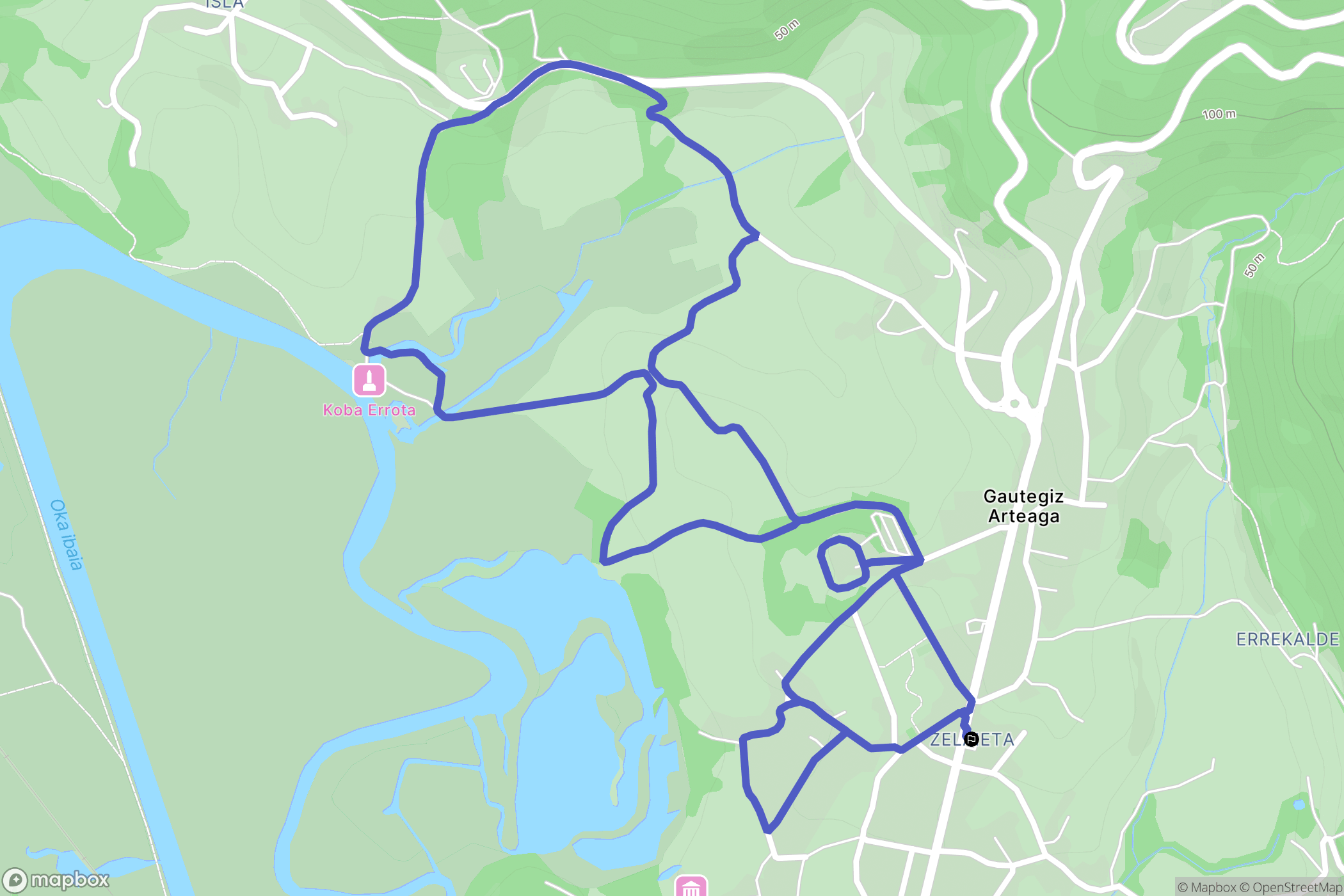 Zelaieta : carte du parcours de randonnée - Spain