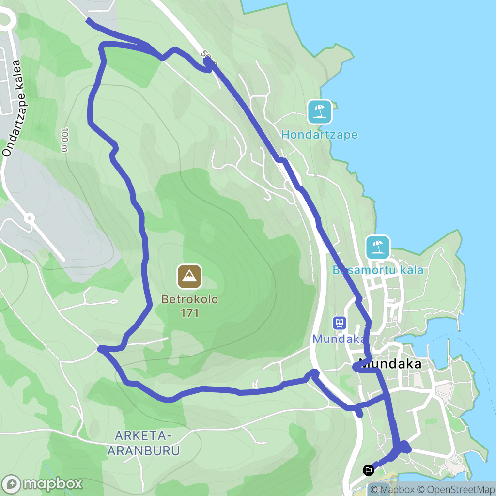 Mundaka : carte du parcours de randonnée - Spain