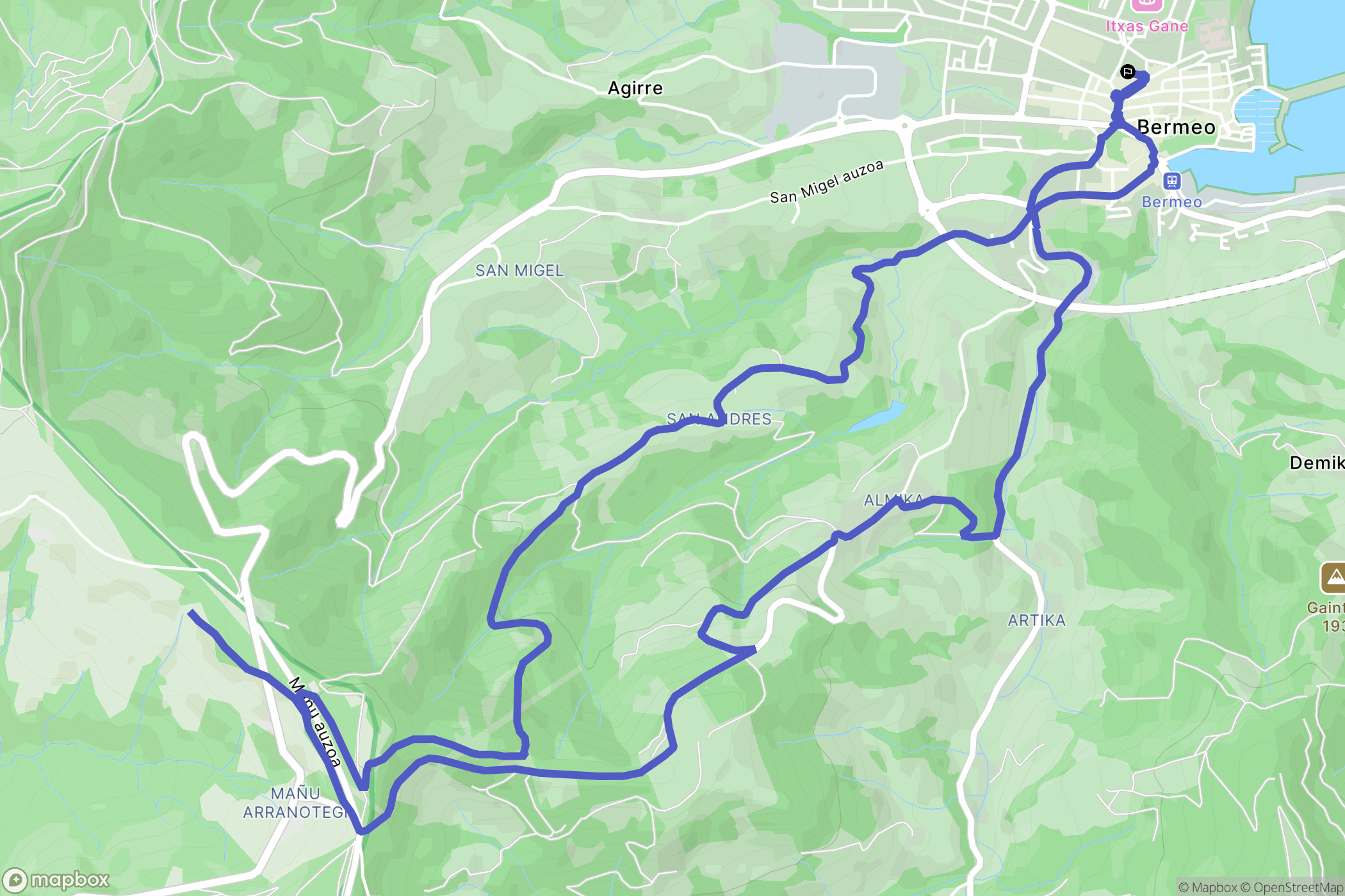 Bermeo : carte du parcours de randonnée - Spain