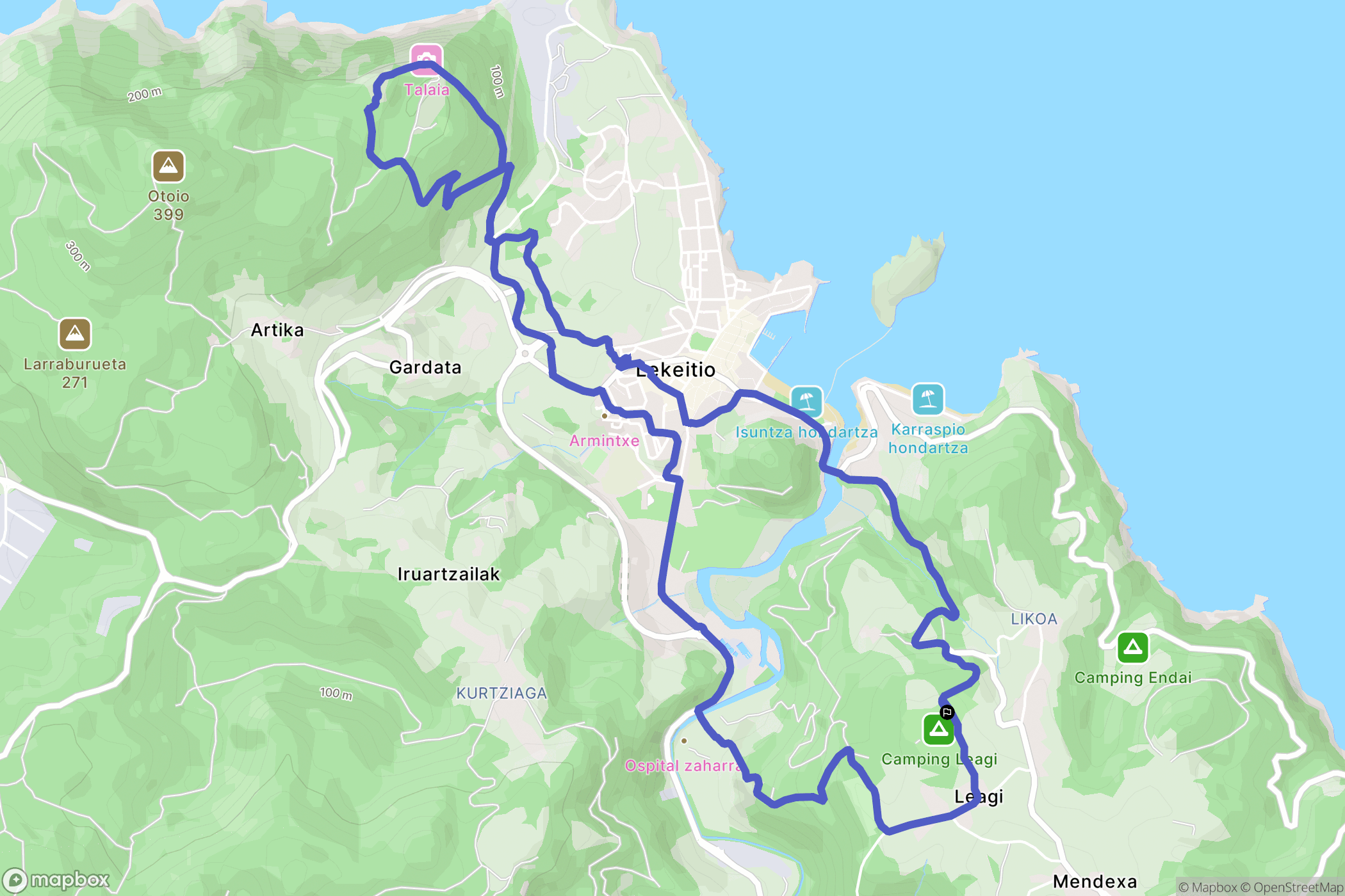 Leagi Auzoa : carte du parcours de randonnée - Spain