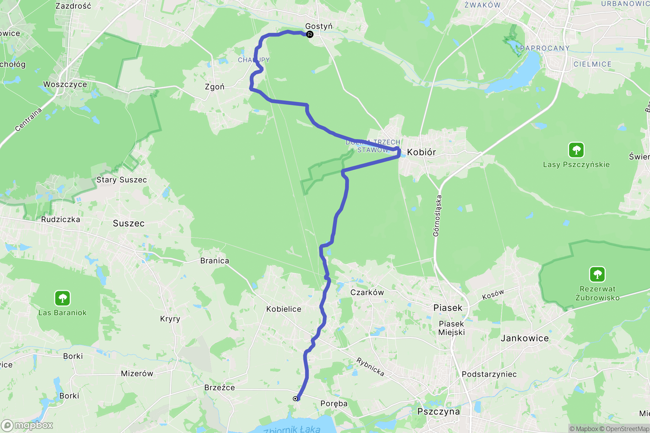 Poręba: mapa trasy - Poland