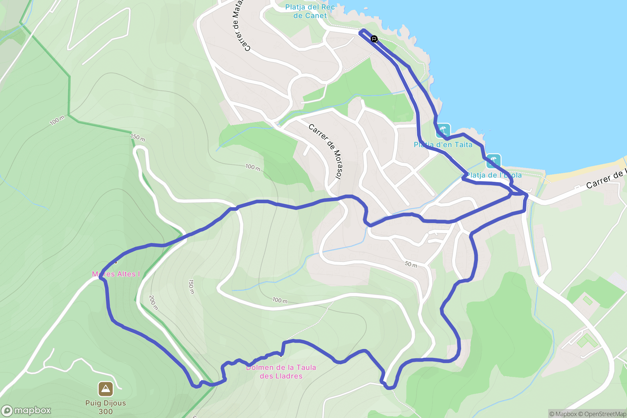 El Port de la Selva : carte du parcours de randonnée - Spain