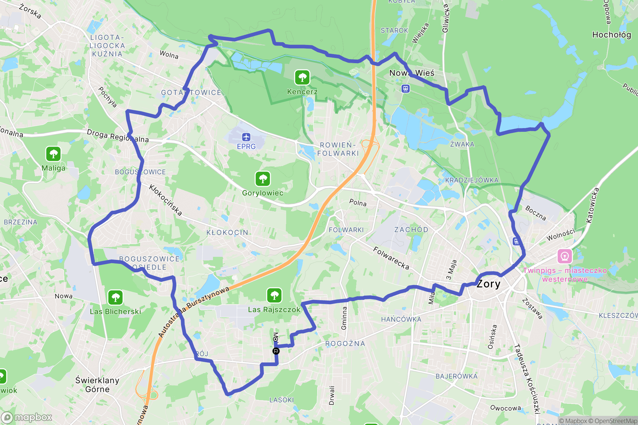 Żory: mapa trasy - Poland