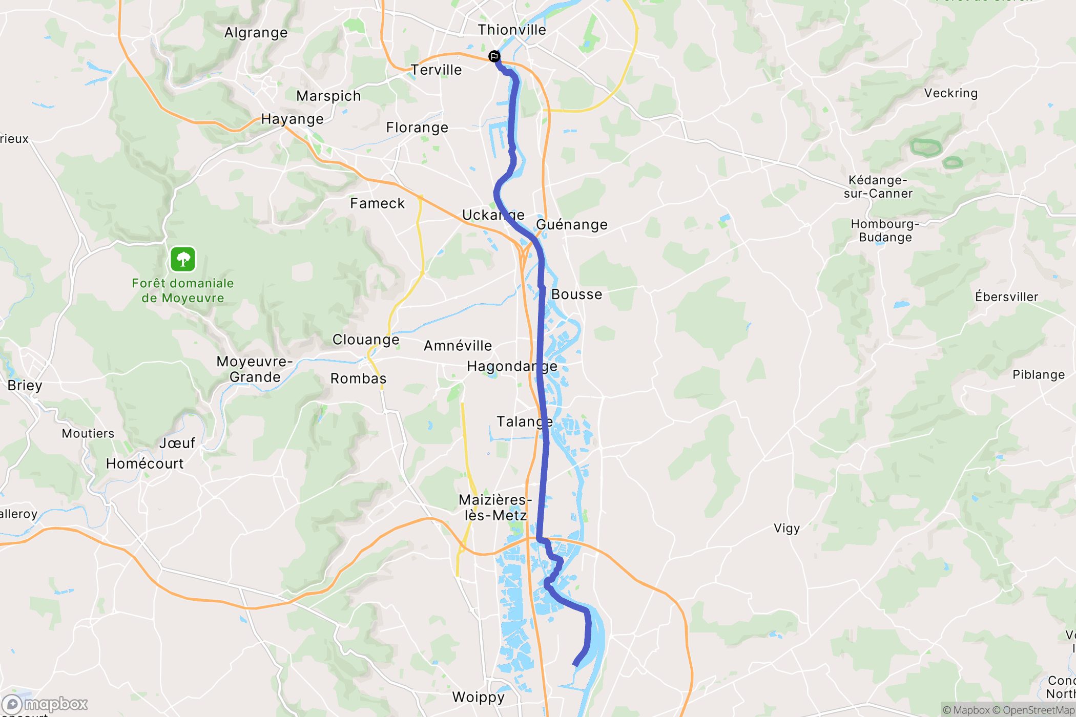 Thionville : carte du parcours de randonnée - France
