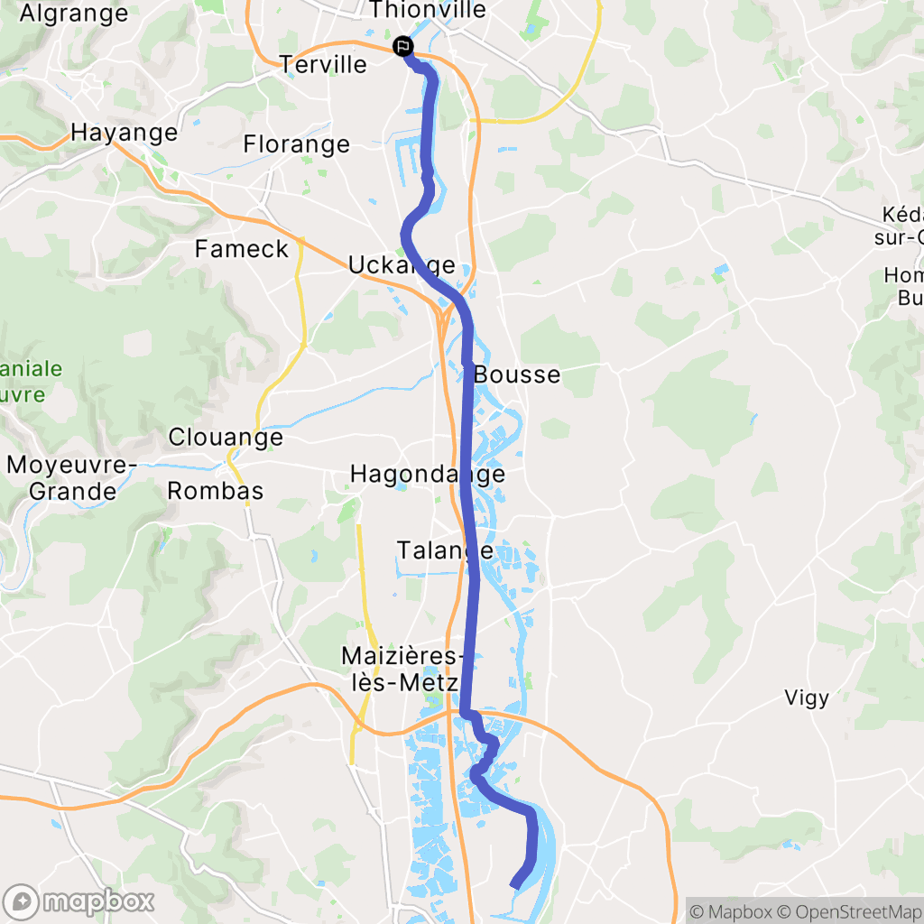 Thionville : carte du parcours de randonnée - France