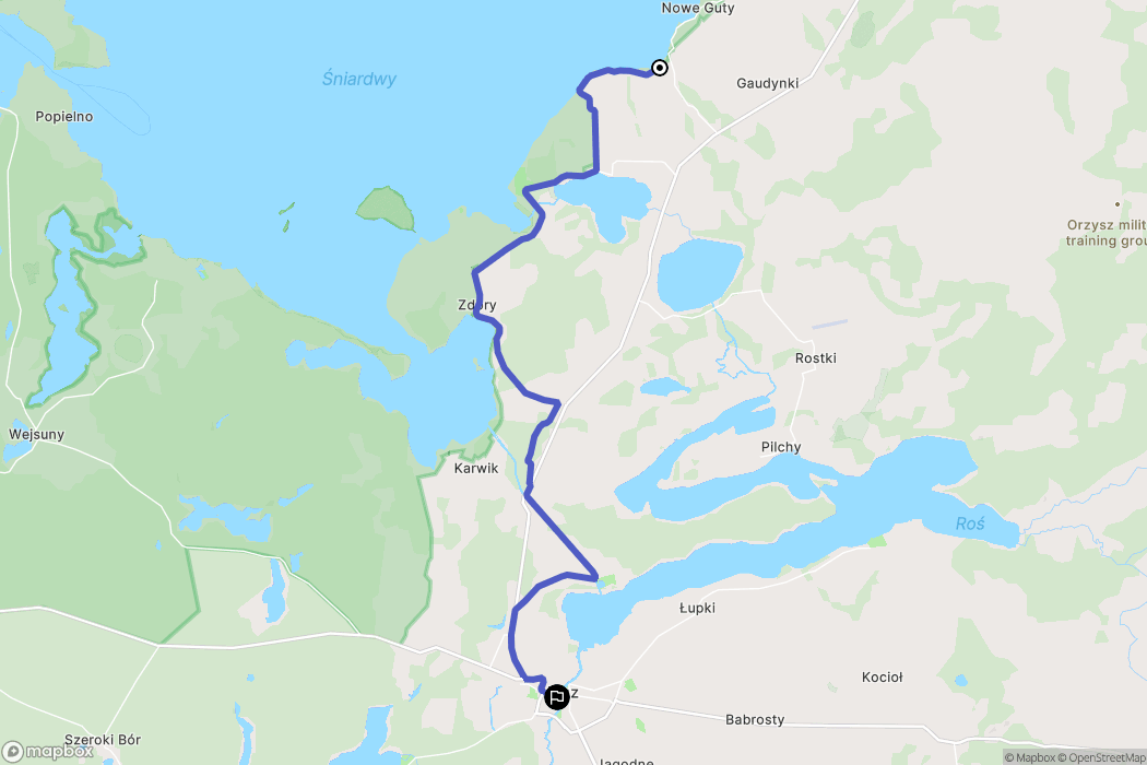 Nowe Guty: mapa trasy - Poland