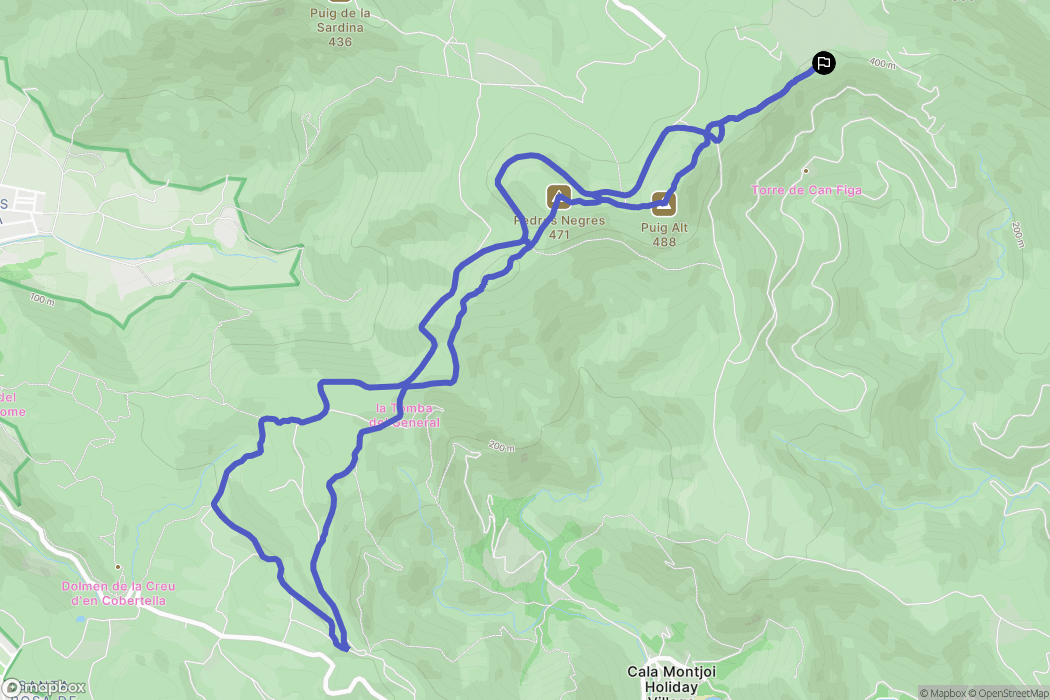 Montjoi : carte du parcours de randonnée - Spain