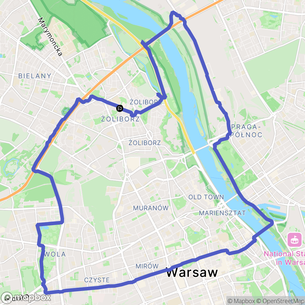 Warszawa: mapa trasy - Poland