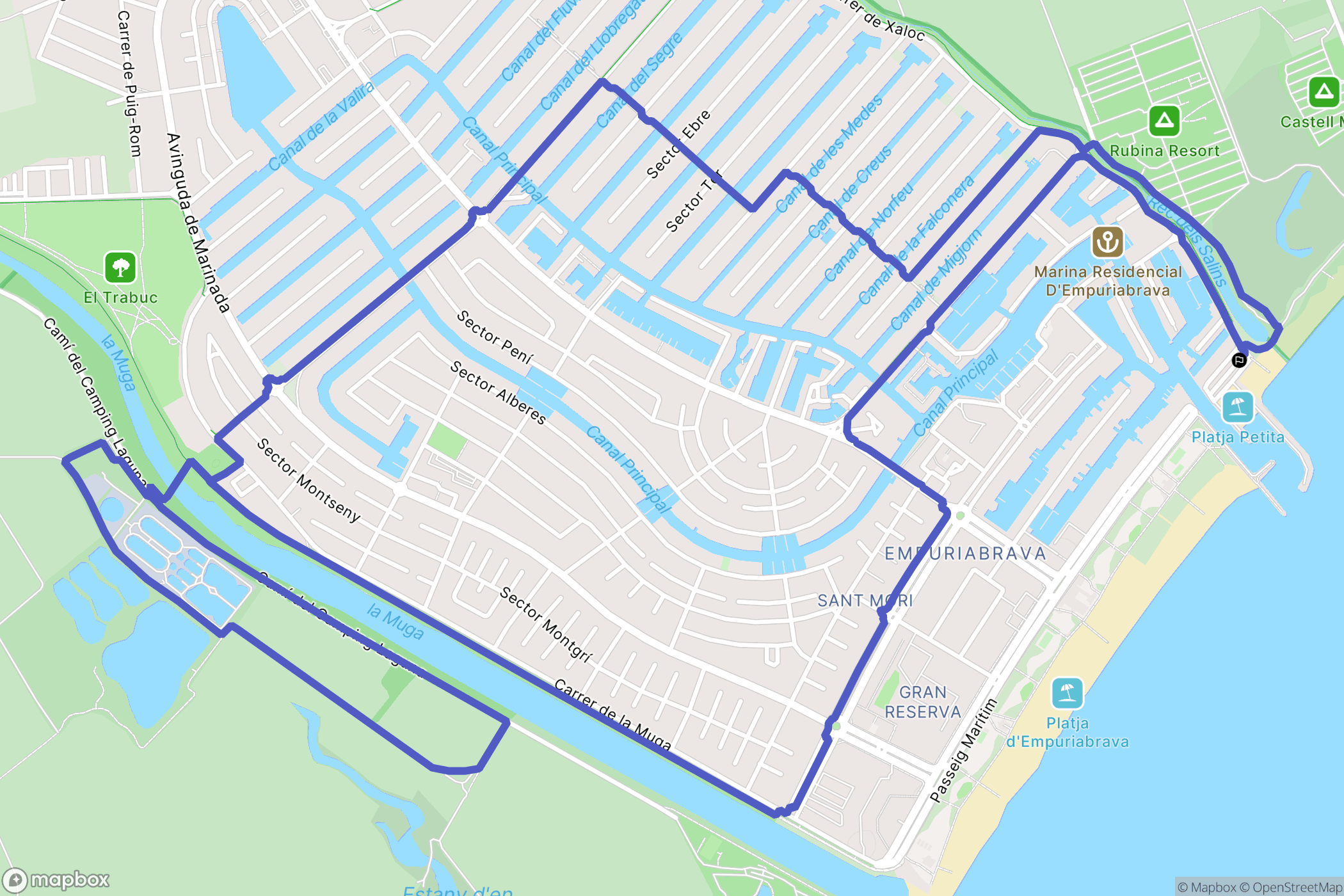 Empuriabrava : carte du parcours de randonnée - Spain