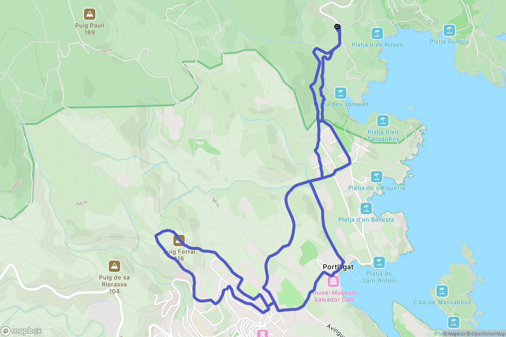 Port Lligat : carte du parcours de randonnée - Spain