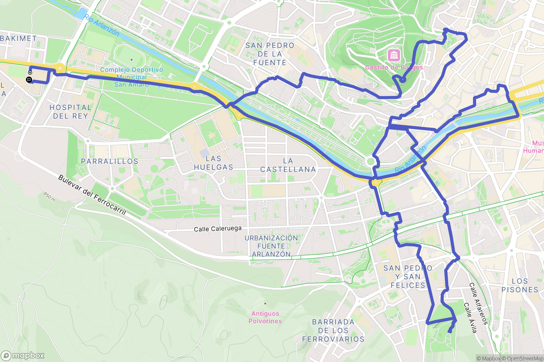 Burgos : carte du parcours de randonnée - Spain
