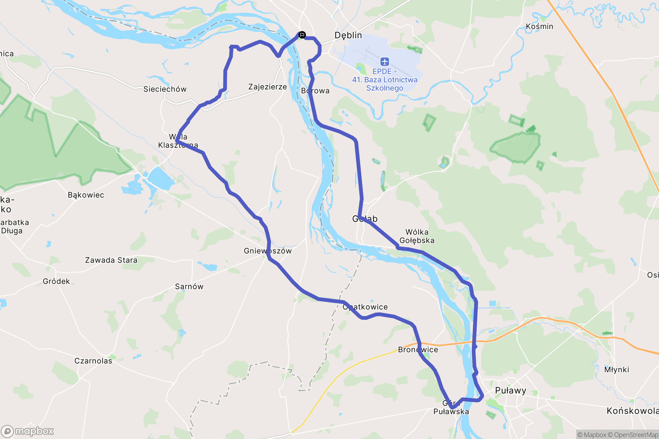 Dęblin: mapa trasy - Poland