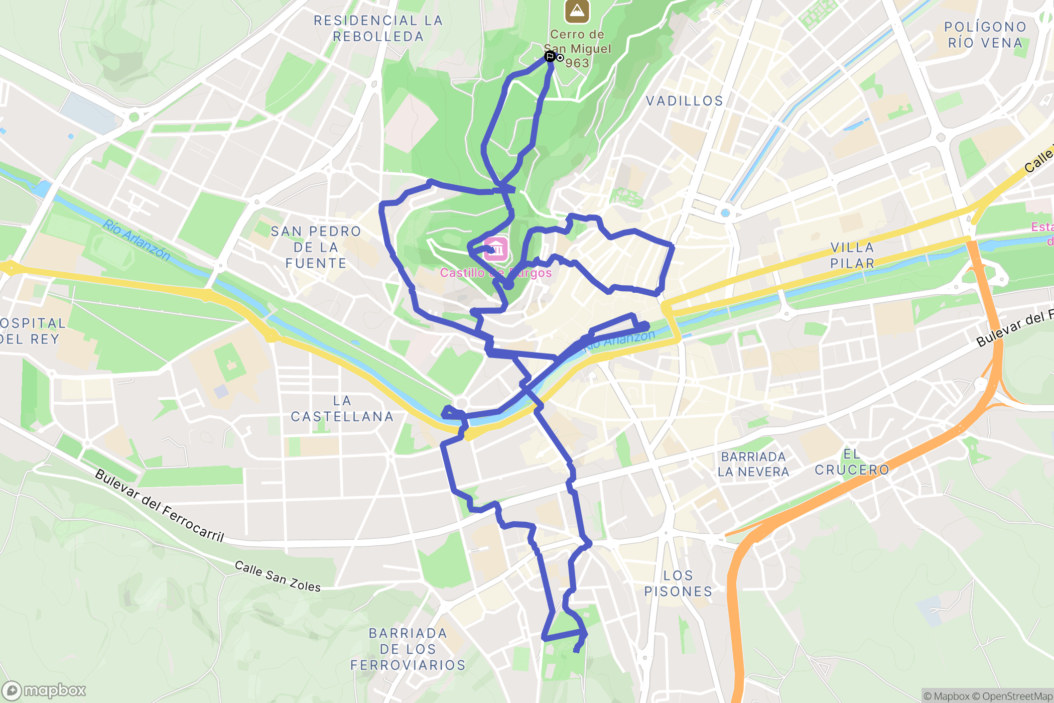 Burgos : carte du parcours de randonnée - Spain