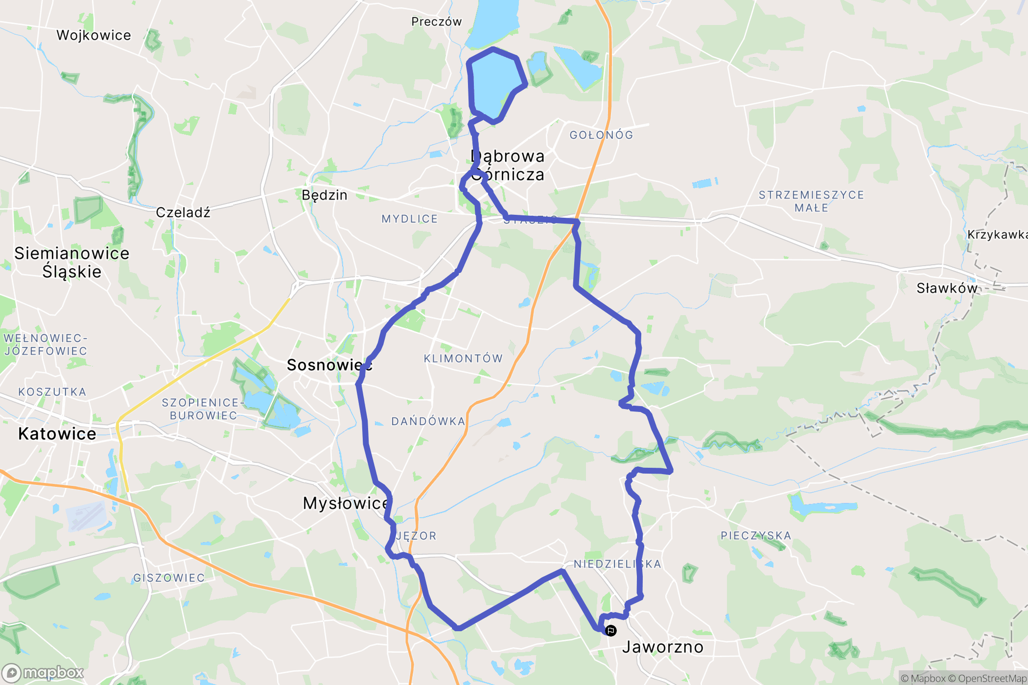 Jaworzno: mapa trasy - Poland