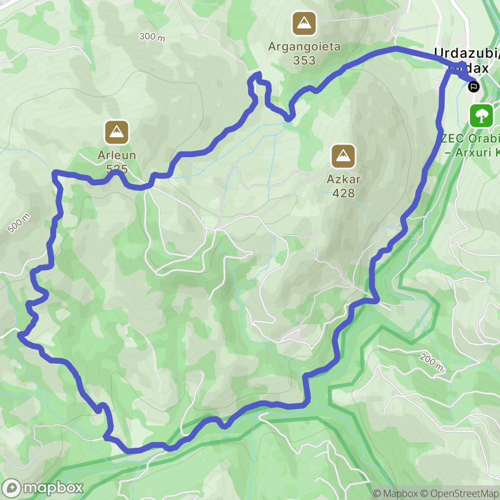 Urdax : carte du parcours de randonnée - Spain