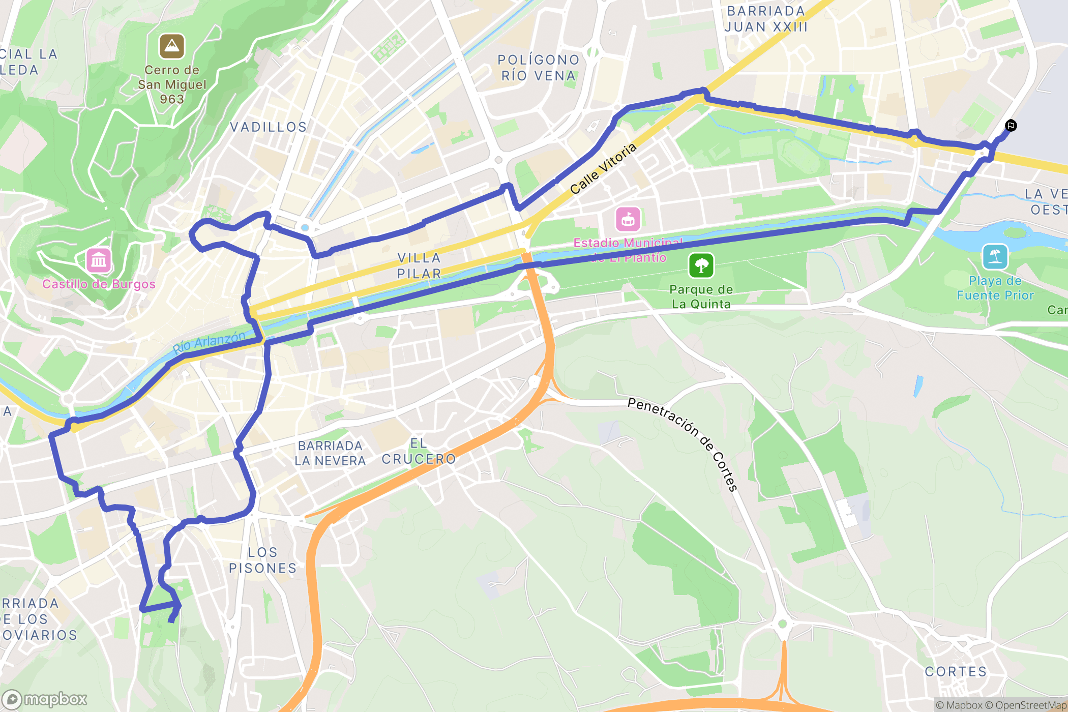 Burgos : carte du parcours de randonnée - Spain