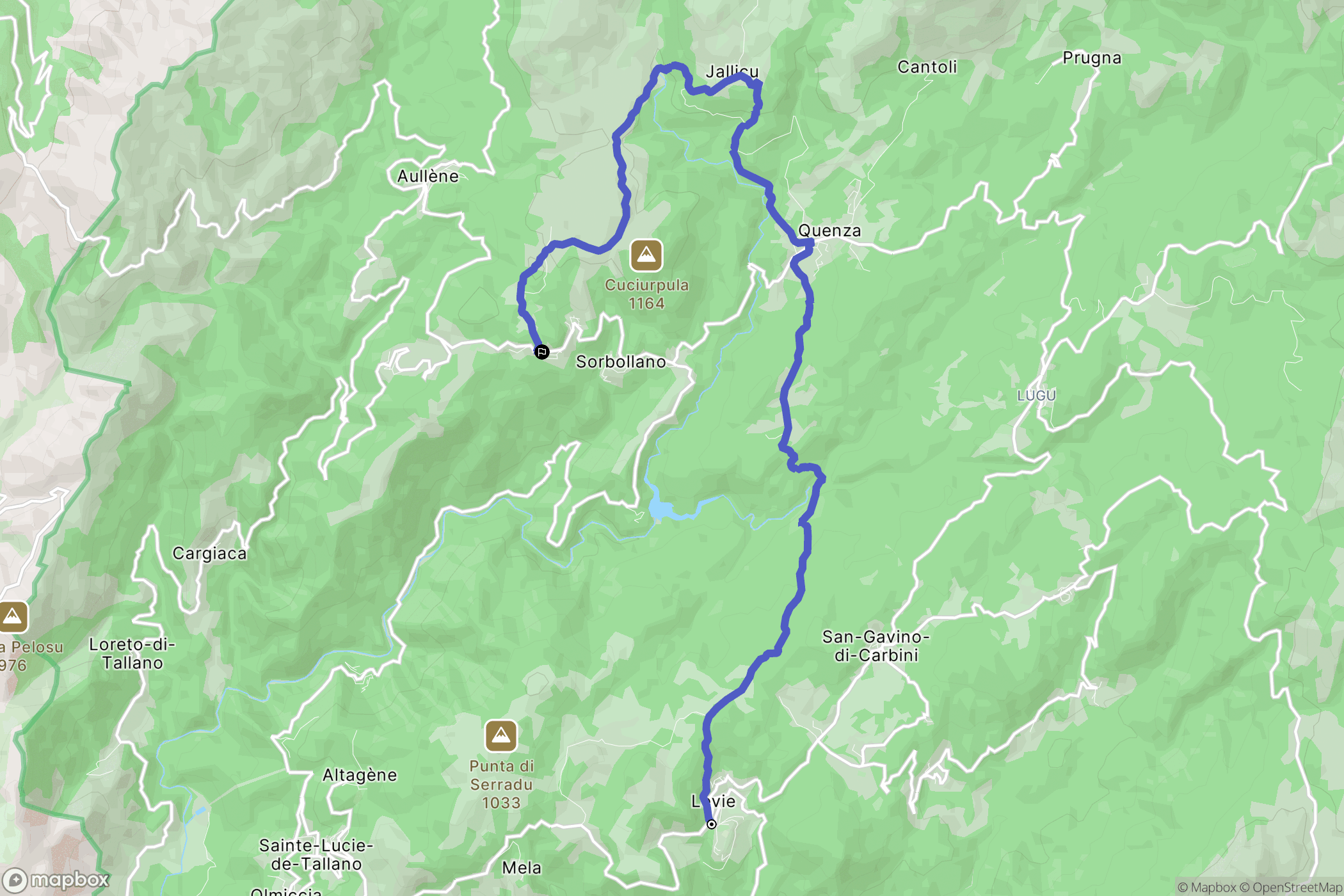 Levie : carte du parcours de randonnée - France