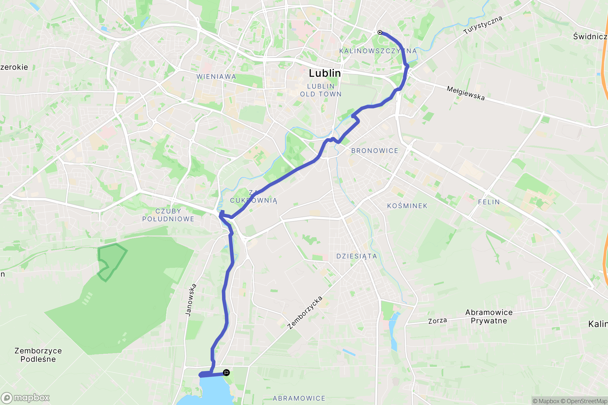 Lublin: mapa trasy - Poland