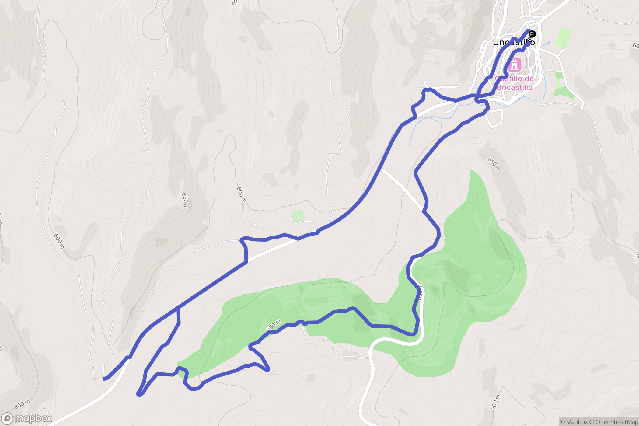 Uncastillo : carte du parcours de randonnée - Spain